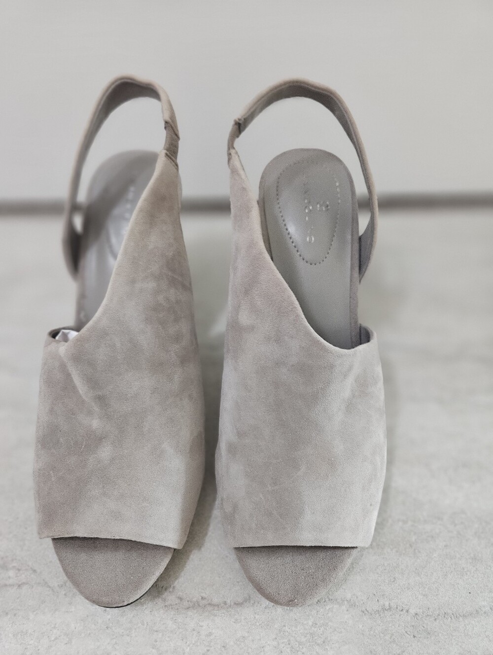 Bandolino Light Grey Suede Open-Toe Slingback Mules Size 8